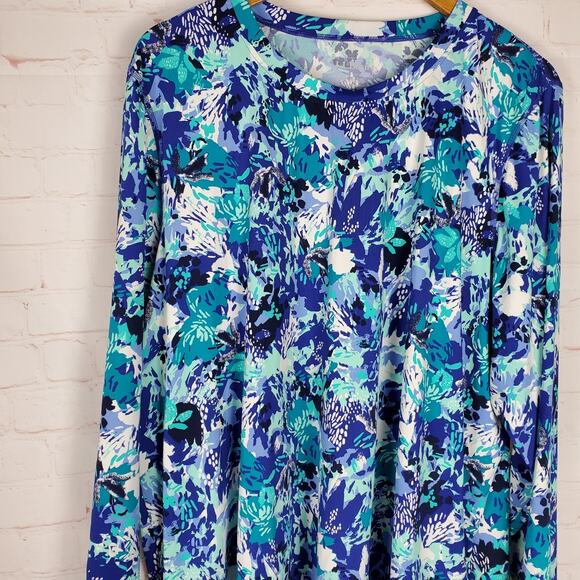 LL Bean SunSmart UPF 50+ Sun Shirt Womens Plus 3X Blue Long Sleeve Swim Beach - Picture 5 of 10